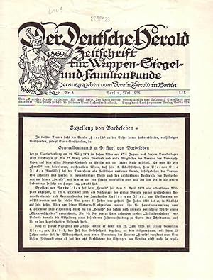 Bild des Verkufers fr Der Deutsche Herold. Zeitschrift fr Wappen-, Siegel- und Familienkunde. Nr. 5; Mai 1928. LIX. Jahrgang. zum Verkauf von Antiquariat Carl Wegner