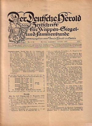 Image du vendeur pour Der Deutsche Herold. Zeitschrift fr Wappen-, Siegel- und Familienkunde. Nr. 9-10; September - Oktober 1927. LVI. Jahrgang. mis en vente par Antiquariat Carl Wegner