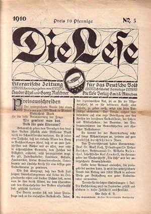 Bild des Verkufers fr Die Lese. Literarische Zeitschrift fr das Deutsche Volk. Nr.3. 1910 zum Verkauf von Antiquariat Carl Wegner