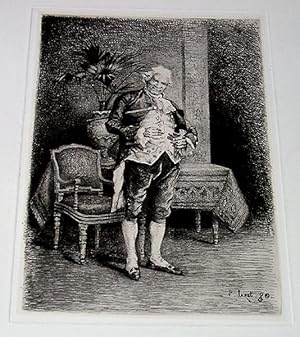 Imagen del vendedor de Trs belle gravure avant la lettre, "le Priseur ". signe dans la planche P.JAZET 80. a la venta por JOIE DE LIRE