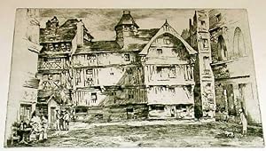 Bild des Verkufers fr Trs belle eau-forte originale sur papier fort " Rue de Paris anime". signe dans la planche Ernest LABORDE. zum Verkauf von JOIE DE LIRE