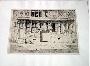 Bild des Verkufers fr Trs belle eau-forte originale sur papier de chine, "Vieille maison de Paris". signe dans la planche Ernest LABORDE. zum Verkauf von JOIE DE LIRE