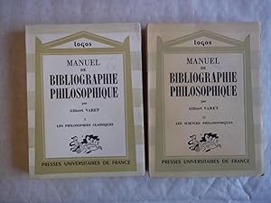 Seller image for Manuel De Bibliographie Philosophique. TWO VOLUME SET. for sale by Carmarthenshire Rare Books