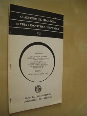 Imagen del vendedor de CUADERNOS DE FILOLOGIA STUDIA LINGUISTICA HISPANICA, II, 1 a la venta por LIBRERIA TORMOS