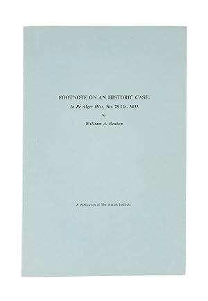 Bild des Verkufers fr Footnote on an Historic Case: In Re Alger Hiss, No. 78 Civ. 3433 zum Verkauf von The Lawbook Exchange, Ltd., ABAA  ILAB
