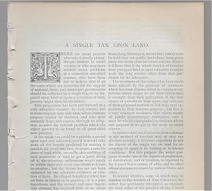 Imagen del vendedor de A Single Tax Upon Land / A Single Tax On Land Values: Mr. George's Reply To Mr. Atkinson / Mr. Atkinson's Rejoinder To Mr. George / a la venta por Legacy Books II