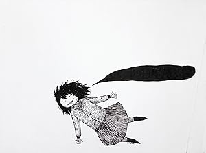 Sans titre [Fille volante / Flying girl] [dessin original signé / original drawing, signed]