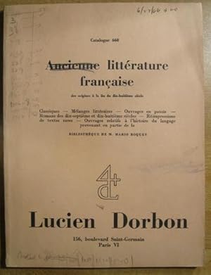 Ancienne litterature francaise: Catalogue 660