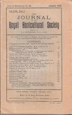 Seller image for Journal of the Royal Horticultural Society. Volume LIII Part 1. (Vol 53 part 1) for sale by Mike Park Ltd