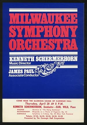 Seller image for [Broadsheet]: Milwaukee Symphony Orchestra. Come Hear the Glorious Sound of Carnegie Hall for sale by Between the Covers-Rare Books, Inc. ABAA