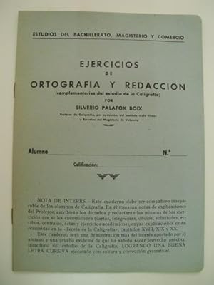 Imagen del vendedor de EJERCICIOS DE ORTOGRAFA Y REDACCIN (complementarios del estudio de la Caligrafa a la venta por Librera Maestro Gozalbo