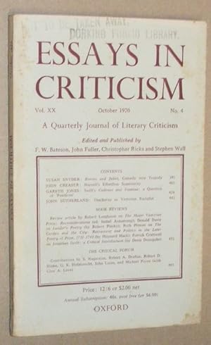 Seller image for Essays in Criticism: Vol.XX No.4, October 1970: a Quarterly Journal of Literary Criticism for sale by Nigel Smith Books