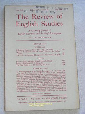 The Review of English Studies: New Series Vol.XX, No.78, May 1969: a Quarterly Journal of English...