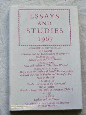 Essays & Studies 1967, Being Volume Twenty of the new Series of Essays and Studies Collected for ...