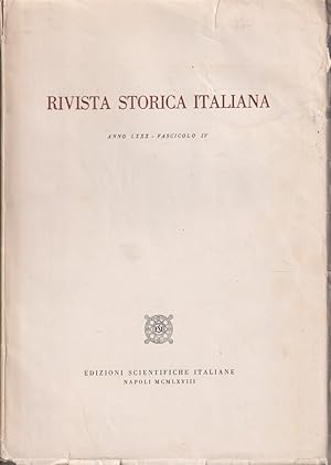 Seller image for Revista Storica Italiana Anno LXXX Fascicolo IV for sale by Jonathan Grobe Books