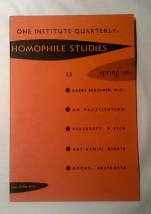 One Institute Quarterly: Homophile Studies