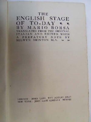 Image du vendeur pour The English Stage of To-Day mis en vente par Kennys Bookstore