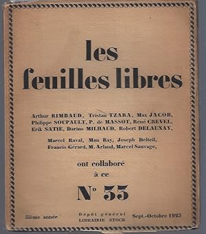 Bild des Verkufers fr Les feuilles libres septembre - octobre 1923 Dix dessins indits de Robert Delaunay et Portrait de Darius Milhaud par Man Ray zum Verkauf von ART...on paper - 20th Century Art Books