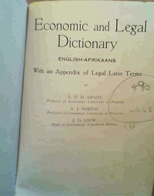 Image du vendeur pour Economic & Legal Dictionary English- Afrikaans mis en vente par Chapter 1