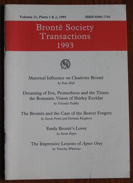 Bild des Verkufers fr Brontë Society Transactions 1993 Volume 21, Parts 1 & 2 zum Verkauf von C L Hawley (PBFA)