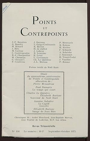 Seller image for Points et Contrepoints n116. Septembre-octobre 1975 for sale by LibrairieLaLettre2