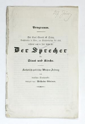 Der Sprecher für Staat und Kirche. Katholisch-politische Wochen-Zeitung vom deutschen Standpunkte.