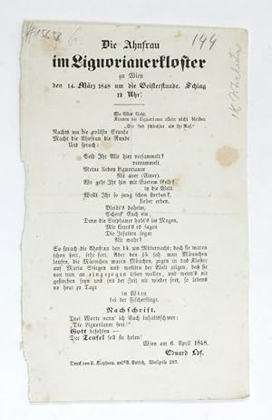 Die Ahnfrau im Liguorianerkloster zu Wien den 14. März 1848 um die Geisterstunde. Schlag 12 Uhr!