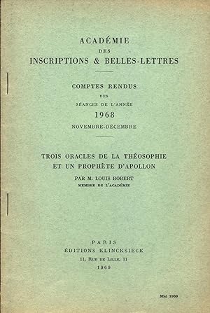 Trois Oracles de la théosophie et un prophète d'Apollon Académie des Inscriptions et Belles-Lettr...