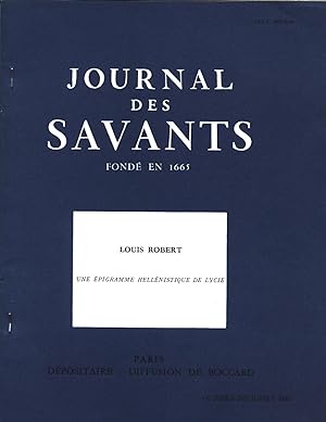 Une épigramme hellénistique de Lycie Journal des savants. Octobre-décembre 1983