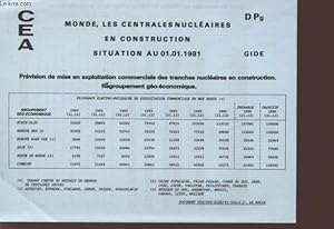 Bild des Verkufers fr MONDE, LES CENTRALES NUCLEAIRES EN CONSTRUCTION - SITUATION AU 01.01.1981 - DPg - GIDE - PREVISION DE MISE EN EXPLOITATION COMMERCIALE DES TRANCHES NUCLEAIRES EN CONSTRUCTION - REGROUPEMENT GEO-ECONOMIQUE. zum Verkauf von Le-Livre