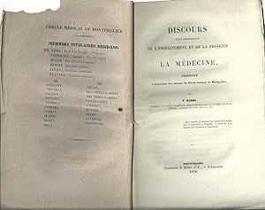 DISCOURS SUR L'ORGANISATION DE L'ENSEIGNEMENT ET DE LA PRATIQUE DE LA MÉDECINE