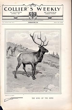 Seller image for PRINT:'The King of the Herd'. engraving from Collier's Weekly Thanksgiving, 1898 for sale by Dorley House Books, Inc.