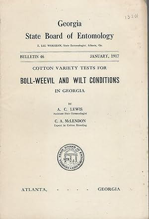 Seller image for Cotton Variety Tests for Boll Weevil and Wilt Conditions in Georgia (Bulletin #46) for sale by Dorley House Books, Inc.