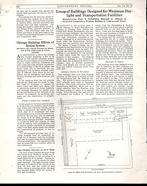 Image du vendeur pour PRINT: "Group of Buildings Designed for Maximun Daylight and Transportation Facilities" .article & drawings in Engineering Record, December 30, 1918 mis en vente par Dorley House Books, Inc.