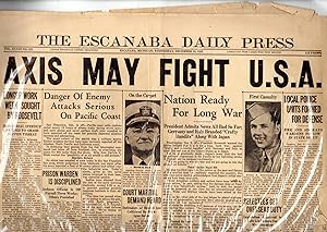 'Axis May Fight U.S.A.'.headlines for Escanaba Daily Press (Escanaba, MI) Wednesday December 10, ...