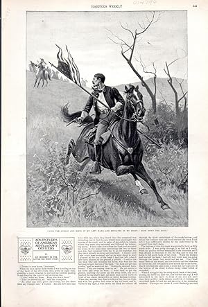 Seller image for ENGRAVING:'Adventures of American Army and Navy Officers, Part VI, An Incident in the Little Big Horn Fight". from Harper's Weekly, September 27, 1897 for sale by Dorley House Books, Inc.