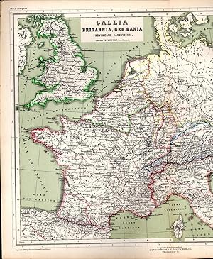 Bild des Verkufers fr MAP: "Gallia Britania, Germania". map from Atlas Antiquus (Maps of the Ancient World) zum Verkauf von Dorley House Books, Inc.