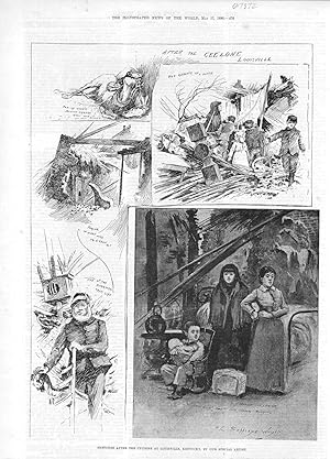 Immagine del venditore per ENGRAVING:'Sketches after the Cyclone at Louisville, Kentucky'. from The Illustrated News of the World, May 17, 1890 venduto da Dorley House Books, Inc.