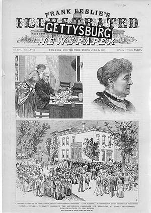 Image du vendeur pour ENGRAVING: "Indiana--General Benjamin Harrison At Home". engraving from Frank Leslie's Illustrated Newspaper, 7/7/1888 mis en vente par Dorley House Books, Inc.