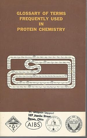 Seller image for Glossary of Terms Frequently Used in Protein Chemistry for sale by Dorley House Books, Inc.