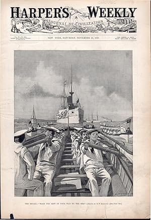 Image du vendeur pour ENGRAVING:'The Recall-Make the Best of Your Way to the Ship'. engraving from Harper's Weekly, November 21, 1896 mis en vente par Dorley House Books, Inc.