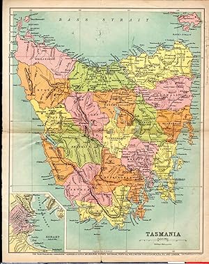 Imagen del vendedor de MAP: 'Tasmania.from the Australian Handbook, 1906 a la venta por Dorley House Books, Inc.