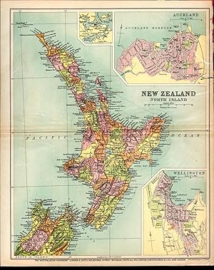 Imagen del vendedor de MAP: 'New Zealand: North Island'.from the Australian Handbook, 1906 a la venta por Dorley House Books, Inc.
