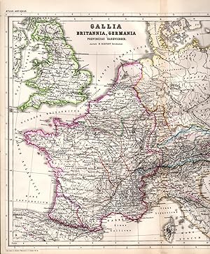 Bild des Verkufers fr MAP: 'Gallia Britannia, Germania' .handcolored map from Atlas Antiquus: Twelve Maps of the Ancient World zum Verkauf von Dorley House Books, Inc.