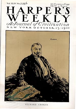 Image du vendeur pour ENGRAVING: "Richard Croker".engraving Harper's Weekly, October 13, 1900 mis en vente par Dorley House Books, Inc.