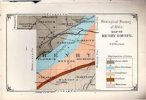 MAP: 'Geological Map of Henry County'.from Geological Survey of Ohio, 1874