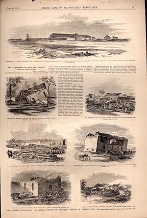 Bild des Verkufers fr PRINT: 'Great Tornado on Iowa and Illinois. from Frank Leslie's Illustrated Newspaper, June 23, 1860 zum Verkauf von Dorley House Books, Inc.