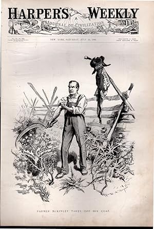 Seller image for ENGRAVING:'Farmer McKinley Takes off His Coat'. engraving from Harper's Weekly, July 25, 1896 for sale by Dorley House Books, Inc.