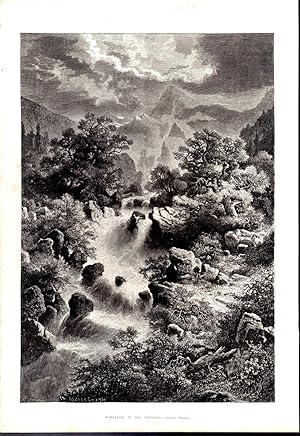 Immagine del venditore per ENGRAVING:'Waterfall in the Pyrenees'.wood engraving from The Aldine, June, 1875 venduto da Dorley House Books, Inc.