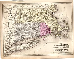 Bild des Verkufers fr MAP: Massachusetts, Rhode Island and Connecticut (#VIII.from Mitchell's Modern Atlas) zum Verkauf von Dorley House Books, Inc.